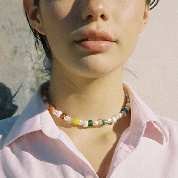 Large Genuine Freshwater Pearl Colorful Beaded Rainbow Choker Necklace - Picture 6 of 8